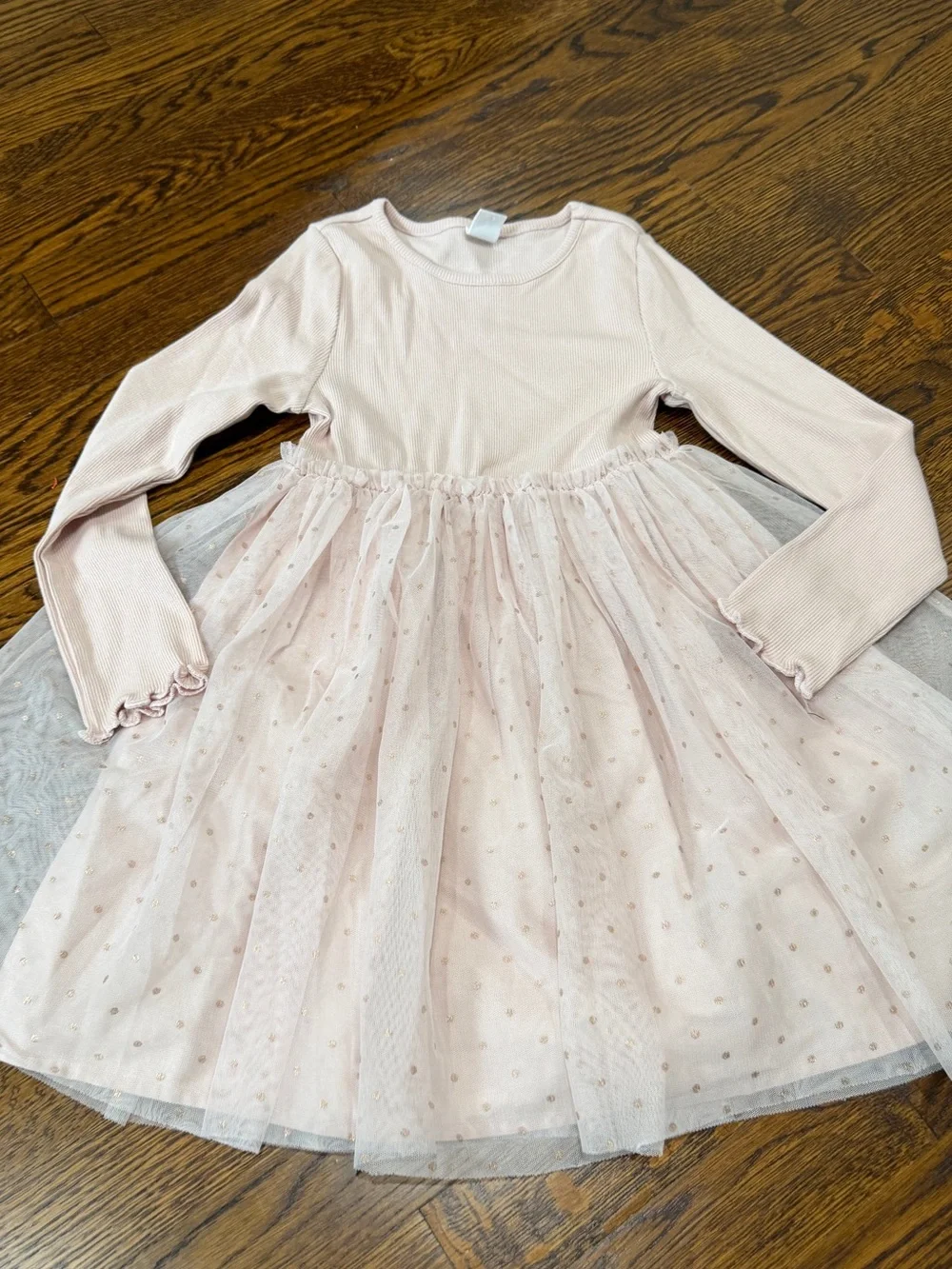 GAP toddler, girls Pale Pink Layered Dress with Gold Dot Tulle